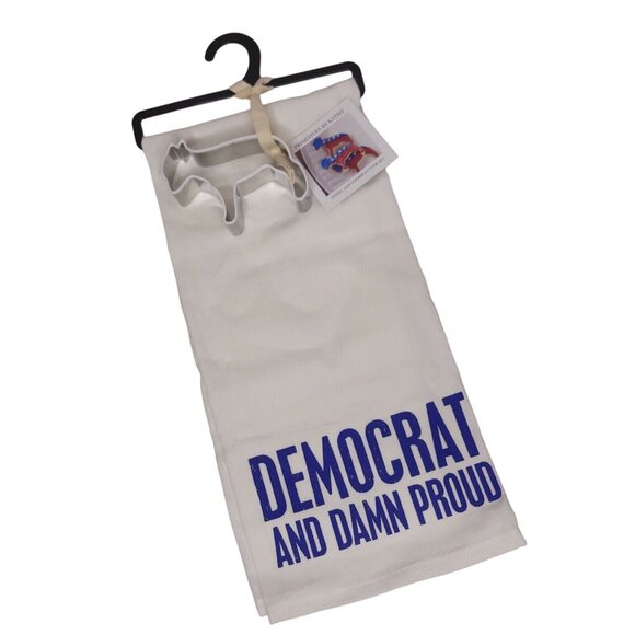Democrat And Damn Proud PBK Cotton Dish Kitchen Towel & Donkey Cookie Cutter - Picture 1 of 6